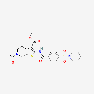 molecular formula C24H29N3O6S2 B2884909 methyl 6-acetyl-2-{4-[(4-methylpiperidin-1-yl)sulfonyl]benzamido}-4H,5H,6H,7H-thieno[2,3-c]pyridine-3-carboxylate CAS No. 449769-11-3