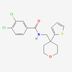 3,4-dichloro-N-((4-(thiophen-2-yl)tetrahydro-2H-pyran-4-yl)methyl)benzamide
