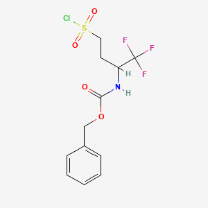 molecular formula C12H13ClF3NO4S B2884915 benzyl N-[4-(chlorosulfonyl)-1,1,1-trifluorobutan-2-yl]carbamate CAS No. 2172317-03-0