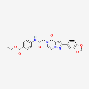 molecular formula C24H20N4O6 B2884917 ethyl 4-({[2-(1,3-benzodioxol-5-yl)-4-oxopyrazolo[1,5-a]pyrazin-5(4H)-yl]acetyl}amino)benzoate CAS No. 1223787-48-1