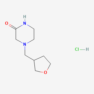 molecular formula C9H17ClN2O2 B2884925 4-[(Oxolan-3-yl)methyl]piperazin-2-one hydrochloride CAS No. 2320860-62-4