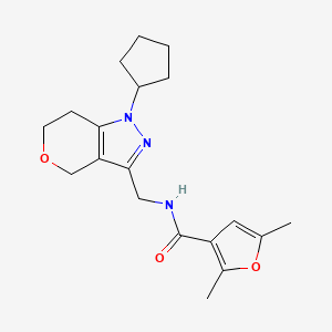 molecular formula C19H25N3O3 B2884934 N-((1-cyclopentyl-1,4,6,7-tetrahydropyrano[4,3-c]pyrazol-3-yl)methyl)-2,5-dimethylfuran-3-carboxamide CAS No. 1798513-36-6
