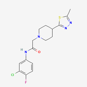 molecular formula C16H18ClFN4OS B2884947 N-(3-chloro-4-fluorophenyl)-2-[4-(5-methyl-1,3,4-thiadiazol-2-yl)piperidin-1-yl]acetamide CAS No. 1396868-93-1
