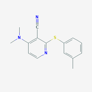 molecular formula C15H15N3S B2884950 4-(dimethylamino)-2-[(3-methylphenyl)sulfanyl]pyridine-3-carbonitrile CAS No. 478262-63-4