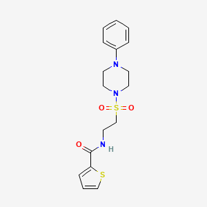 molecular formula C17H21N3O3S2 B2884952 N-(2-((4-phenylpiperazin-1-yl)sulfonyl)ethyl)thiophene-2-carboxamide CAS No. 897621-93-1