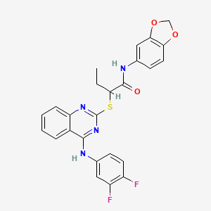 molecular formula C25H20F2N4O3S B2884964 N-(2H-1,3-benzodioxol-5-yl)-2-({4-[(3,4-difluorophenyl)amino]quinazolin-2-yl}sulfanyl)butanamide CAS No. 688356-14-1