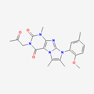 molecular formula C21H23N5O4 B2884978 6-(2-Methoxy-5-methylphenyl)-4,7,8-trimethyl-2-(2-oxopropyl)purino[7,8-a]imidazole-1,3-dione CAS No. 878719-63-2