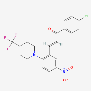 (2E)-1-(4-chlorophenyl)-3-{5-nitro-2-[4-(trifluoromethyl)piperidin-1-yl]phenyl}prop-2-en-1-one