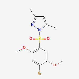 molecular formula C13H15BrN2O4S B2884982 1-(4-bromo-2,5-dimethoxybenzenesulfonyl)-3,5-dimethyl-1H-pyrazole CAS No. 1219589-67-9