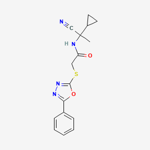 molecular formula C16H16N4O2S B2884993 N-(1-cyano-1-cyclopropylethyl)-2-[(5-phenyl-1,3,4-oxadiazol-2-yl)sulfanyl]acetamide CAS No. 850336-87-7