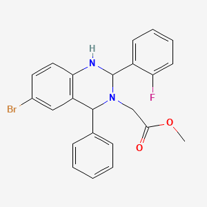 molecular formula C23H20BrFN2O2 B2885001 Methyl 2-[6-bromo-2-(2-fluorophenyl)-4-phenyl-1,2,3,4-tetrahydroquinazolin-3-yl]acetate CAS No. 312527-82-5