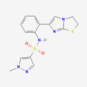 molecular formula C15H15N5O2S2 B2885021 N-(2-(2,3-dihydroimidazo[2,1-b]thiazol-6-yl)phenyl)-1-methyl-1H-pyrazole-4-sulfonamide CAS No. 2034289-97-7