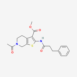 molecular formula C20H22N2O4S B2885040 methyl 6-acetyl-2-(3-phenylpropanamido)-4H,5H,6H,7H-thieno[2,3-c]pyridine-3-carboxylate CAS No. 864857-93-2