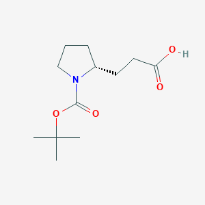 molecular formula C12H21NO4 B2885047 3-[(2R)-1-[(tert-butoxy)carbonyl]pyrrolidin-2-yl]propanoic acid CAS No. 1632388-54-5