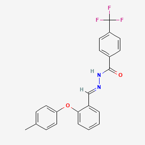molecular formula C22H17F3N2O2 B2885057 N'-[(1E)-[2-(4-methylphenoxy)phenyl]methylidene]-4-(trifluoromethyl)benzohydrazide CAS No. 338393-77-4
