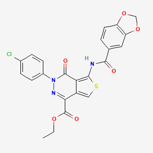 B2885070 Ethyl 5-(1,3-benzodioxole-5-carbonylamino)-3-(4-chlorophenyl)-4-oxothieno[3,4-d]pyridazine-1-carboxylate CAS No. 851950-35-1