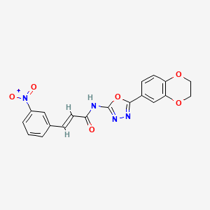 molecular formula C19H14N4O6 B2885095 (2E)-N-[5-(2,3-dihydro-1,4-benzodioxin-6-yl)-1,3,4-oxadiazol-2-yl]-3-(3-nitrophenyl)prop-2-enamide CAS No. 851094-54-7