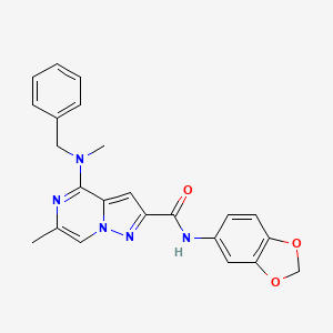 molecular formula C23H21N5O3 B2885112 N-(2H-1,3-benzodioxol-5-yl)-4-[benzyl(methyl)amino]-6-methylpyrazolo[1,5-a]pyrazine-2-carboxamide CAS No. 1775514-20-9