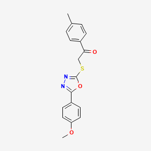 molecular formula C18H16N2O3S B2885136 2-{[5-(4-Methoxyphenyl)-1,3,4-oxadiazol-2-yl]sulfanyl}-1-(4-methylphenyl)-1-ethanone CAS No. 459845-46-6