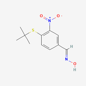molecular formula C11H14N2O3S B2885146 4-(Tert-butylsulfanyl)-3-nitrobenzenecarbaldehyde oxime CAS No. 477858-98-3