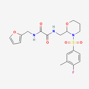 molecular formula C19H22FN3O6S B2885158 N'-{[3-(4-fluoro-3-methylbenzenesulfonyl)-1,3-oxazinan-2-yl]methyl}-N-[(furan-2-yl)methyl]ethanediamide CAS No. 872724-97-5
