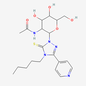 molecular formula C20H29N5O5S B2885201 N-(4,5-dihydroxy-6-(hydroxymethyl)-2-(4-pentyl-3-(pyridin-4-yl)-5-thioxo-4,5-dihydro-1H-1,2,4-triazol-1-yl)tetrahydro-2H-pyran-3-yl)acetamide CAS No. 1191127-65-7