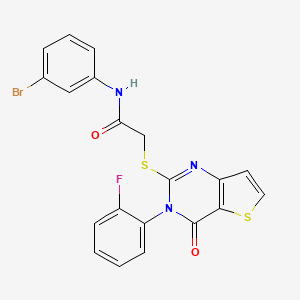molecular formula C20H13BrFN3O2S2 B2885211 N-(3-bromophenyl)-2-{[3-(2-fluorophenyl)-4-oxo-3,4-dihydrothieno[3,2-d]pyrimidin-2-yl]sulfanyl}acetamide CAS No. 1260988-19-9