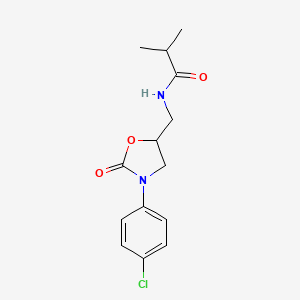 molecular formula C14H17ClN2O3 B2885220 N-((3-(4-chlorophenyl)-2-oxooxazolidin-5-yl)methyl)isobutyramide CAS No. 954700-41-5
