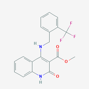 molecular formula C19H15F3N2O3 B2885223 Methyl 2-oxo-4-((2-(trifluoromethyl)benzyl)amino)-1,2-dihydroquinoline-3-carboxylate CAS No. 1251597-28-0