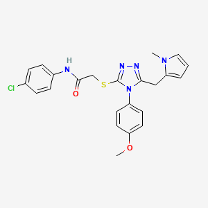 molecular formula C23H22ClN5O2S B2885242 N-(4-chlorophenyl)-2-{[4-(4-methoxyphenyl)-5-[(1-methyl-1H-pyrrol-2-yl)methyl]-4H-1,2,4-triazol-3-yl]sulfanyl}acetamide CAS No. 847393-04-8