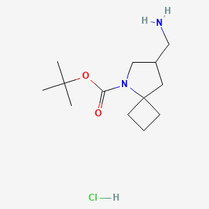molecular formula C13H25ClN2O2 B2885250 Tert-butyl 7-(aminomethyl)-5-azaspiro[3.4]octane-5-carboxylate hydrochloride CAS No. 2361644-63-3
