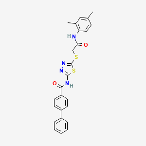 molecular formula C25H22N4O2S2 B2885288 N-(5-((2-((2,4-dimethylphenyl)amino)-2-oxoethyl)thio)-1,3,4-thiadiazol-2-yl)-[1,1'-biphenyl]-4-carboxamide CAS No. 392295-96-4