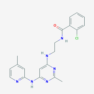 molecular formula C20H21ClN6O B2885289 2-CHLORO-N-[2-({2-METHYL-6-[(4-METHYLPYRIDIN-2-YL)AMINO]PYRIMIDIN-4-YL}AMINO)ETHYL]BENZAMIDE CAS No. 1428355-98-9