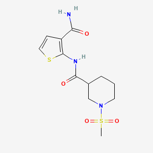 molecular formula C12H17N3O4S2 B2885317 N-(3-carbamoylthiophen-2-yl)-1-(methylsulfonyl)piperidine-3-carboxamide CAS No. 1058189-21-1