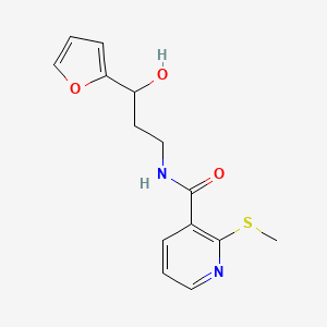molecular formula C14H16N2O3S B2885333 N-(3-(furan-2-yl)-3-hydroxypropyl)-2-(methylthio)nicotinamide CAS No. 1421480-71-8