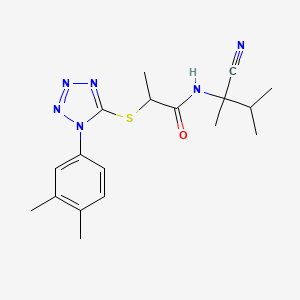 molecular formula C18H24N6OS B2885351 N-(2-Cyano-3-methylbutan-2-yl)-2-[1-(3,4-dimethylphenyl)tetrazol-5-yl]sulfanylpropanamide CAS No. 1099710-24-3