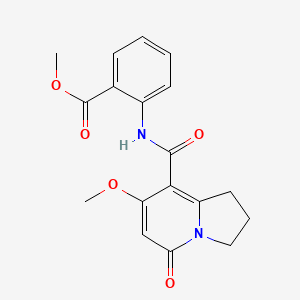 molecular formula C18H18N2O5 B2885375 methyl 2-(7-methoxy-5-oxo-1,2,3,5-tetrahydroindolizine-8-amido)benzoate CAS No. 2034280-51-6