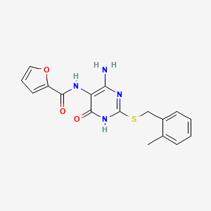 N-(4-amino-2-((2-methylbenzyl)thio)-6-oxo-1,6-dihydropyrimidin-5-yl)furan-2-carboxamide