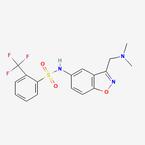 molecular formula C17H16F3N3O3S B2885393 N-{3-[(dimethylamino)methyl]-1,2-benzoxazol-5-yl}-2-(trifluoromethyl)benzene-1-sulfonamide CAS No. 2379976-68-6