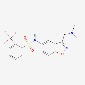 B2885393 N-{3-[(dimethylamino)methyl]-1,2-benzoxazol-5-yl}-2-(trifluoromethyl)benzene-1-sulfonamide CAS No. 2379976-68-6