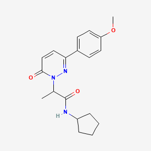 molecular formula C19H23N3O3 B2885395 N-cyclopentyl-2-(3-(4-methoxyphenyl)-6-oxopyridazin-1(6H)-yl)propanamide CAS No. 1203213-17-5