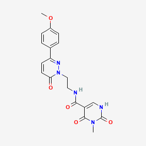 molecular formula C19H19N5O5 B2885406 N-(2-(3-(4-methoxyphenyl)-6-oxopyridazin-1(6H)-yl)ethyl)-3-methyl-2,4-dioxo-1,2,3,4-tetrahydropyrimidine-5-carboxamide CAS No. 1351596-95-6