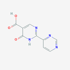 molecular formula C9H6N4O3 B2885470 6-Oxo-2-(pyrimidin-4-yl)-1,6-dihydropyrimidine-5-carboxylic acid CAS No. 1342973-32-3