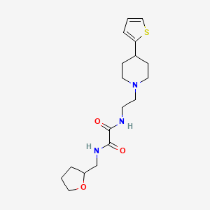 molecular formula C18H27N3O3S B2885480 N1-((tetrahydrofuran-2-yl)methyl)-N2-(2-(4-(thiophen-2-yl)piperidin-1-yl)ethyl)oxalamide CAS No. 1428365-38-1
