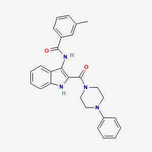 molecular formula C27H26N4O2 B2885487 3-methyl-N-[2-(4-phenylpiperazine-1-carbonyl)-1H-indol-3-yl]benzamide CAS No. 1189863-94-2