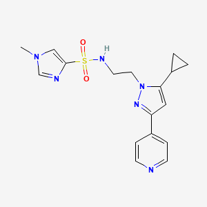 molecular formula C17H20N6O2S B2885493 N-(2-(5-cyclopropyl-3-(pyridin-4-yl)-1H-pyrazol-1-yl)ethyl)-1-methyl-1H-imidazole-4-sulfonamide CAS No. 1797616-56-8