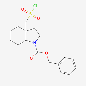 molecular formula C17H22ClNO4S B2885531 benzyl 3a-[(chlorosulfonyl)methyl]-octahydro-1H-indole-1-carboxylate CAS No. 2137547-80-7