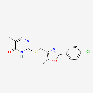 molecular formula C17H16ClN3O2S B2885560 2-({[2-(4-chlorophenyl)-5-methyl-1,3-oxazol-4-yl]methyl}sulfanyl)-5,6-dimethylpyrimidin-4-ol CAS No. 1040646-41-0