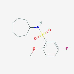 molecular formula C14H20FNO3S B288557 N-cycloheptyl-5-fluoro-2-methoxybenzenesulfonamide 
