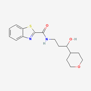 molecular formula C16H20N2O3S B2885573 N-[3-hydroxy-3-(oxan-4-yl)propyl]-1,3-benzothiazole-2-carboxamide CAS No. 2034450-07-0